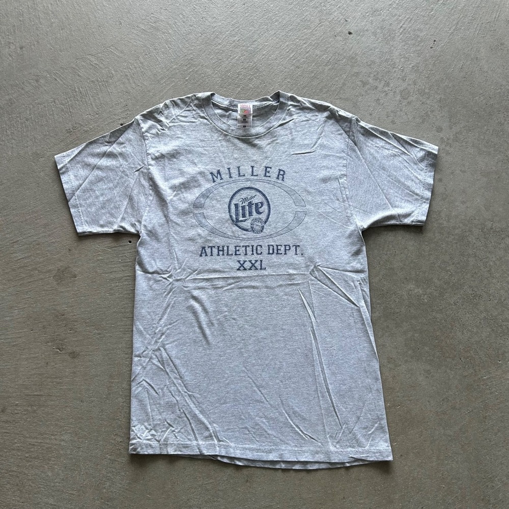 Vintage 90s Miller Lite Shirt Size XL Gray Athletic Dept. Beer Alcohol